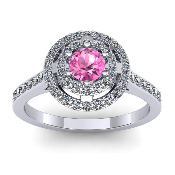 Inel cu safir roz rotund