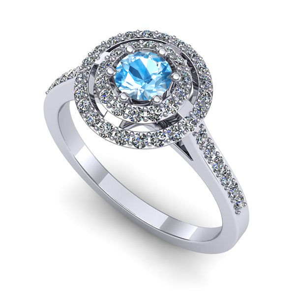 Inel logodna din aur alb cu topaz blue