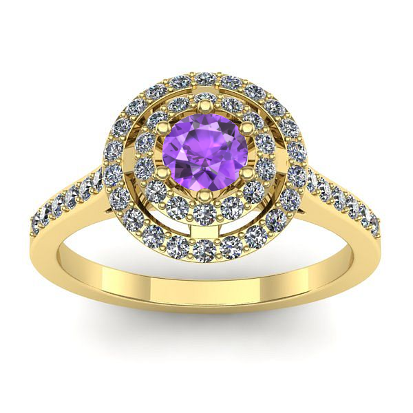 Inel de logodna cu ametist rotund