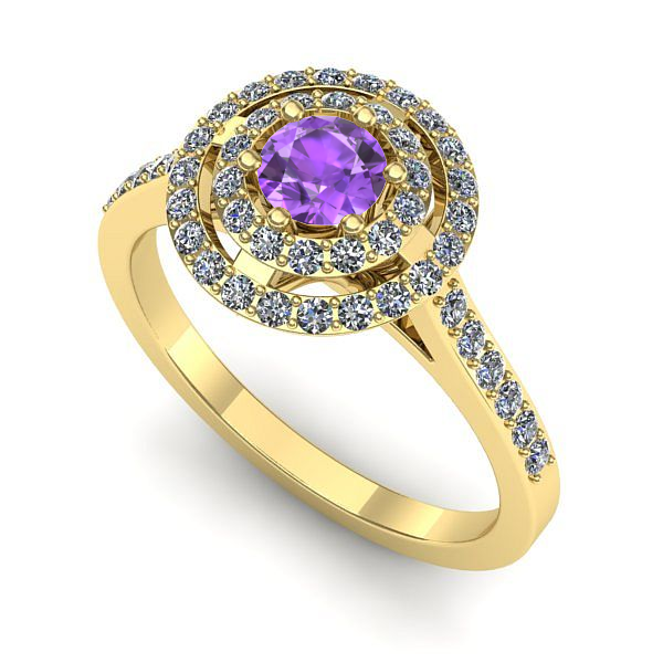 Inel de logodna din aur galben cu ametist