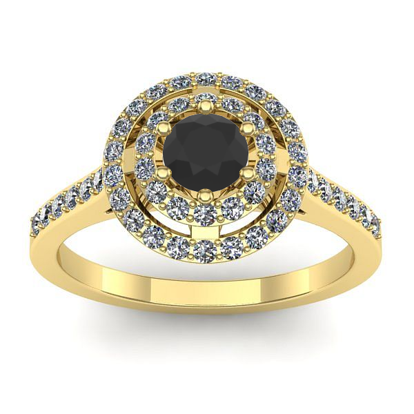 Inel logodna cu diamant negru rotund