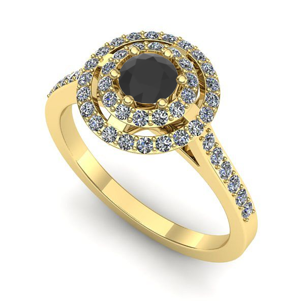 Inel logodna din aur galben cu diamant negru