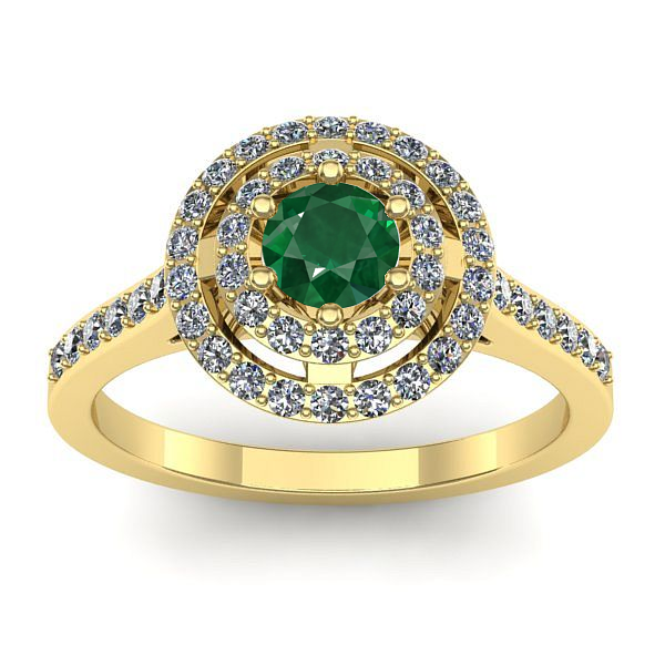 Inel logodna cu smarald rotund