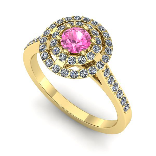 Inel de logodna din aur galben cu safir roz