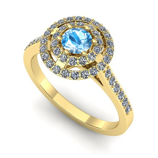 Inel de logodna din aur galben cu topaz blue