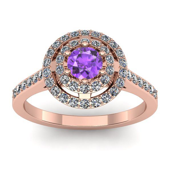 Inel de logodna cu ametist rotund