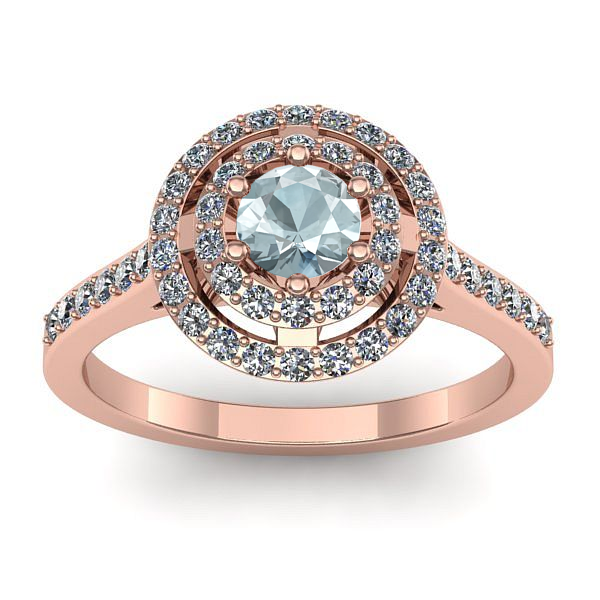 Inel cu aquamarin rotund