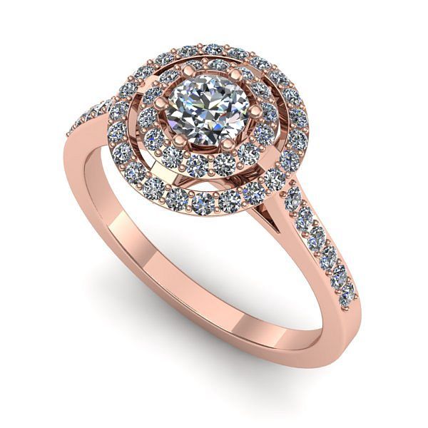 Inel din aur roz cu diamant