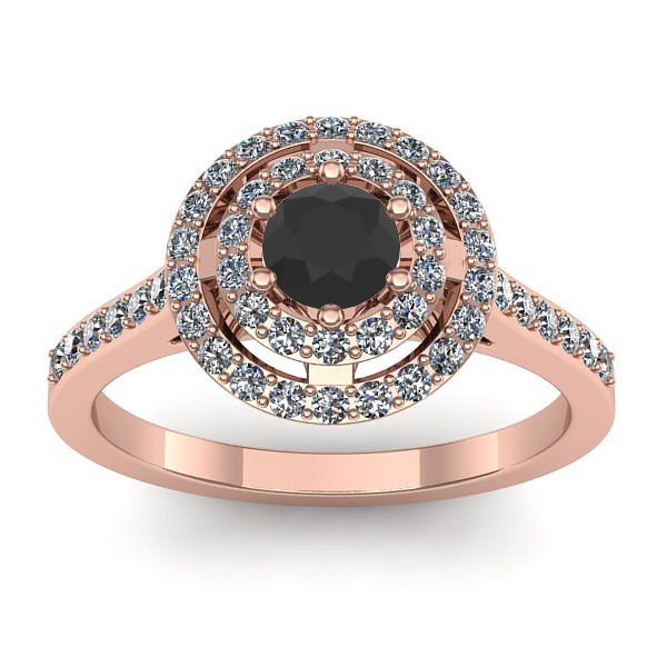 Inel de logodna cu diamant negru rotund