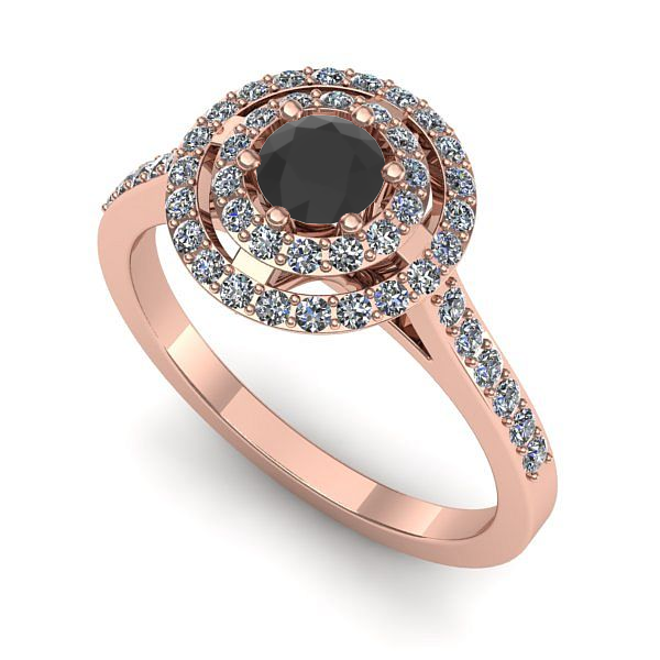 Inel din aur roz cu diamant negru