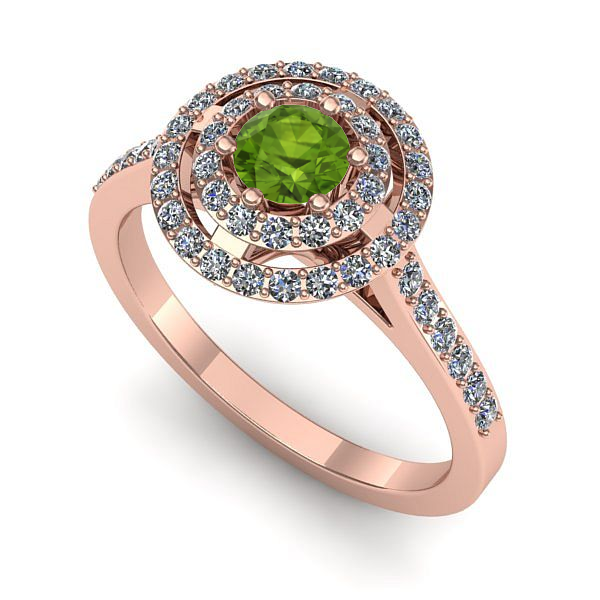Inel logodna din aur roz cu peridot