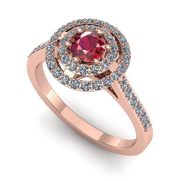 Inel de logodna din aur roz cu rubin