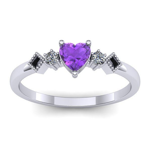 Inel cu ametist inima