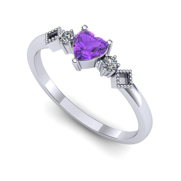 Inel logodna din aur alb cu ametist