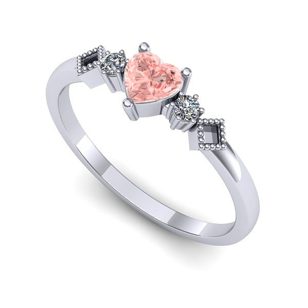 Inel logodna din aur alb cu diamant de laborator roz