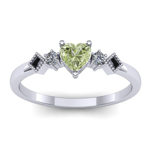 Inel cu diamant de laborator verde inima