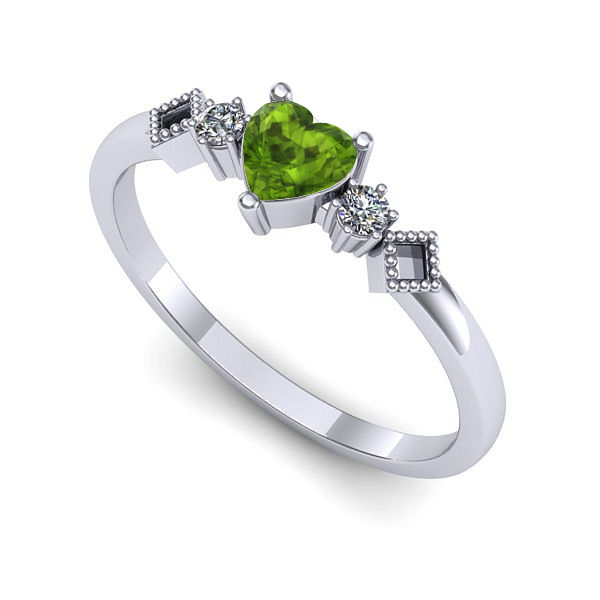 Inel din aur alb cu peridot