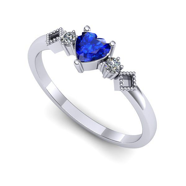 Inel din aur alb cu safir