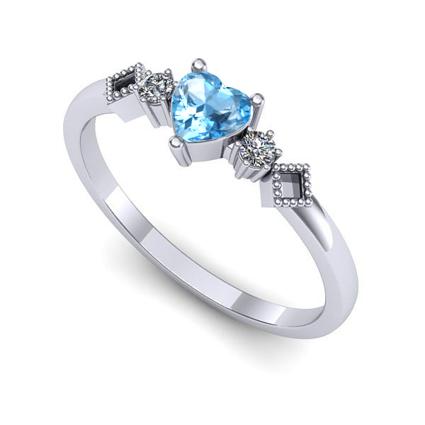 Inel logodna din aur alb cu topaz blue