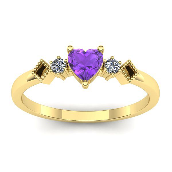Inel de logodna cu ametist inima