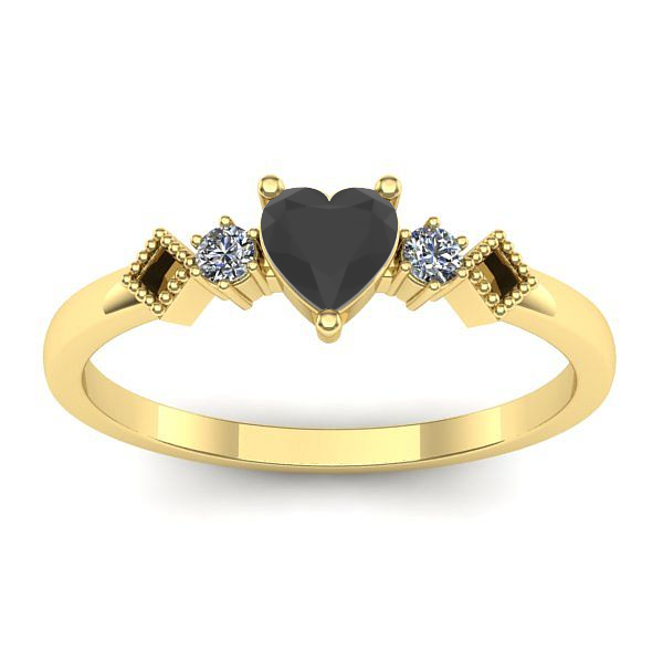 Inel logodna cu diamant negru inima