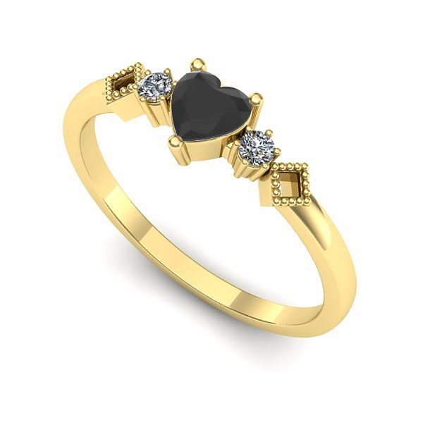 Inel logodna din aur galben cu diamant negru