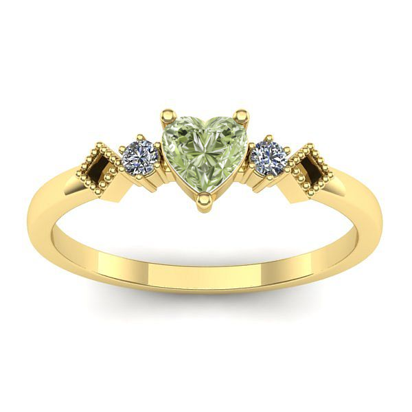 Inel cu diamant de laborator verde inima