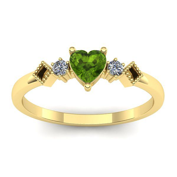 Inel logodna cu peridot inima