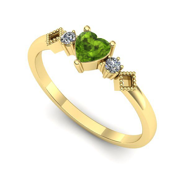 Inel logodna din aur galben cu peridot