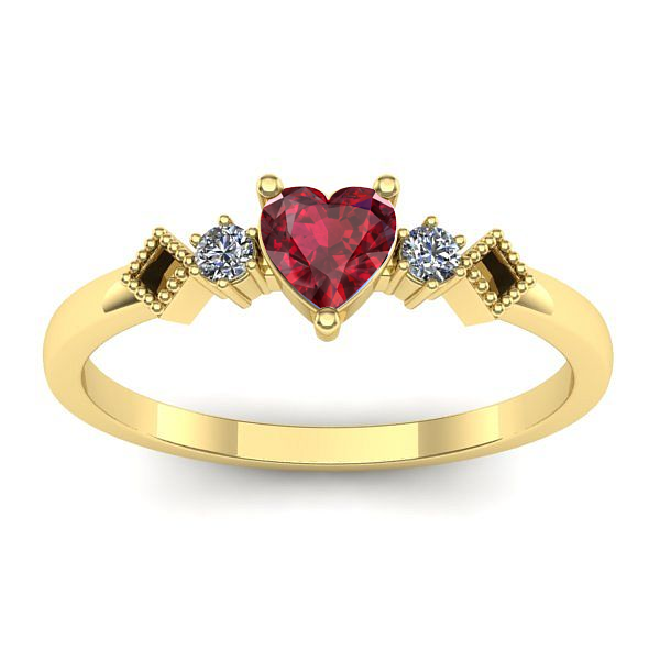 Inel logodna cu rubin inima