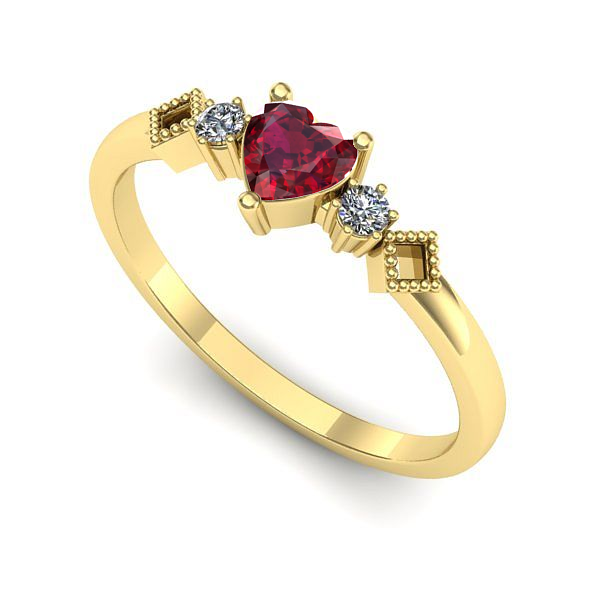 Inel de logodna din aur galben cu rubin