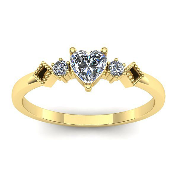 Inel cu safir alb inima