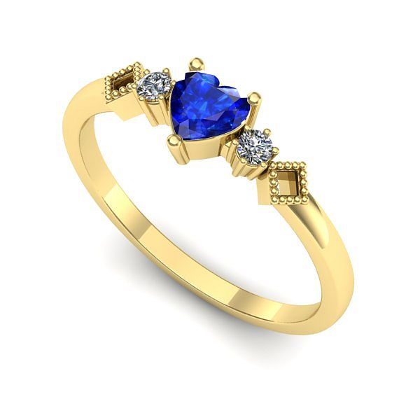 Inel logodna din aur galben cu safir