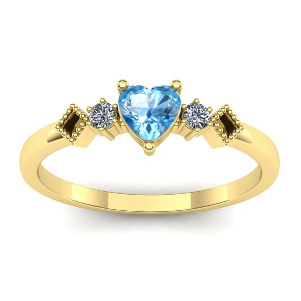 Inel cu topaz blue inima