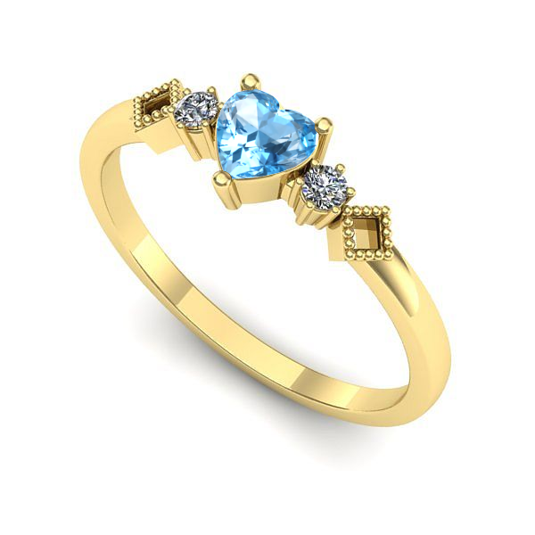 Inel de logodna din aur galben cu topaz blue