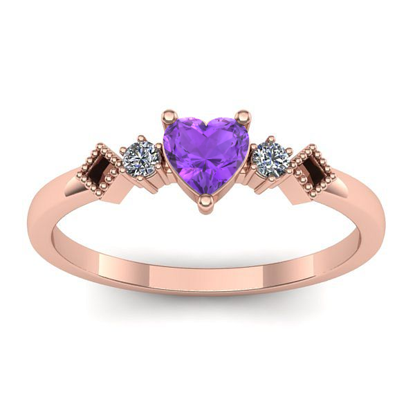 Inel de logodna cu ametist inima