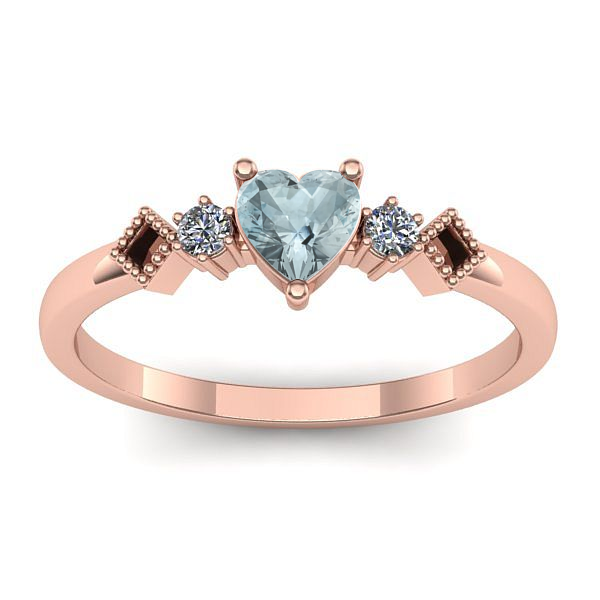 Inel logodna cu aquamarin inima