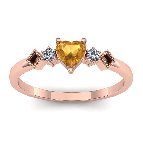 Inel cu citrin inima