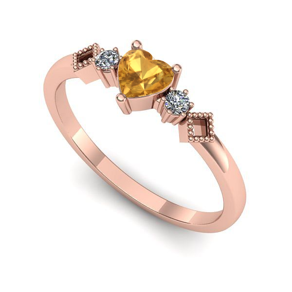 Inel logodna din aur roz cu citrin