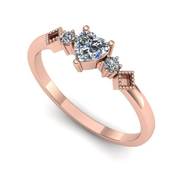 Inel de logodna din aur roz cu diamant