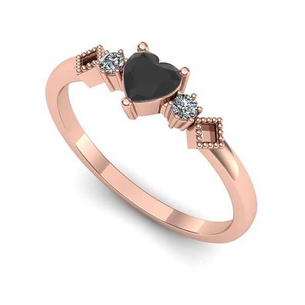 Inel din aur roz cu diamant negru