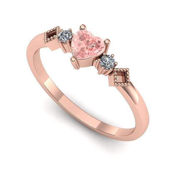 Inel din aur roz cu diamant de laborator roz
