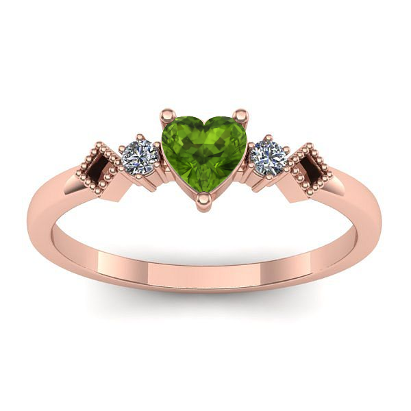 Inel de logodna cu peridot inima