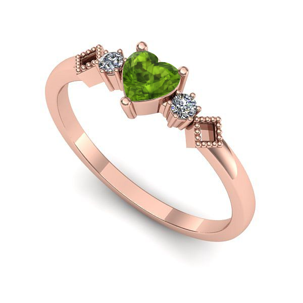 Inel din aur roz cu peridot
