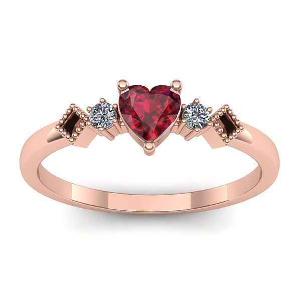 Inel de logodna cu rubin inima