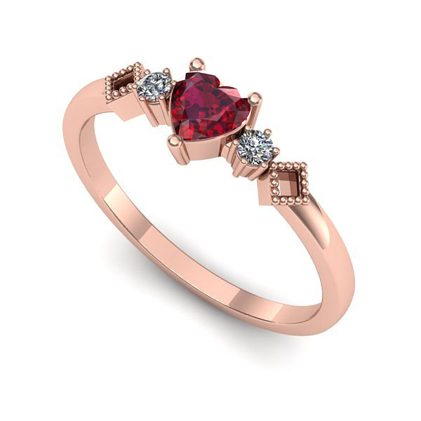 Inel de logodna din aur roz cu rubin