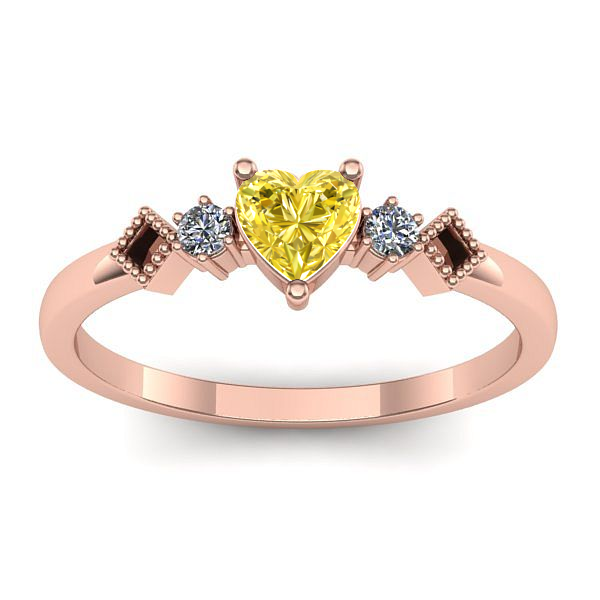 Inel de logodna cu safir galben inima