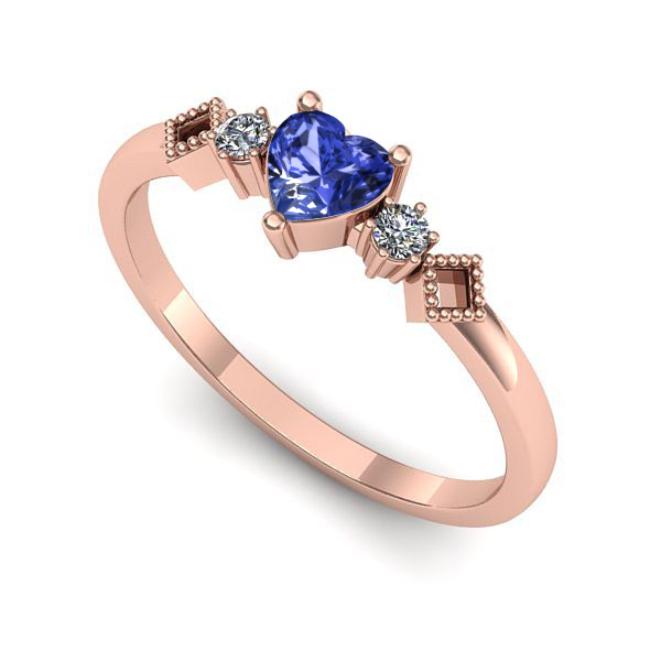 Inel logodna din aur roz cu tanzanit