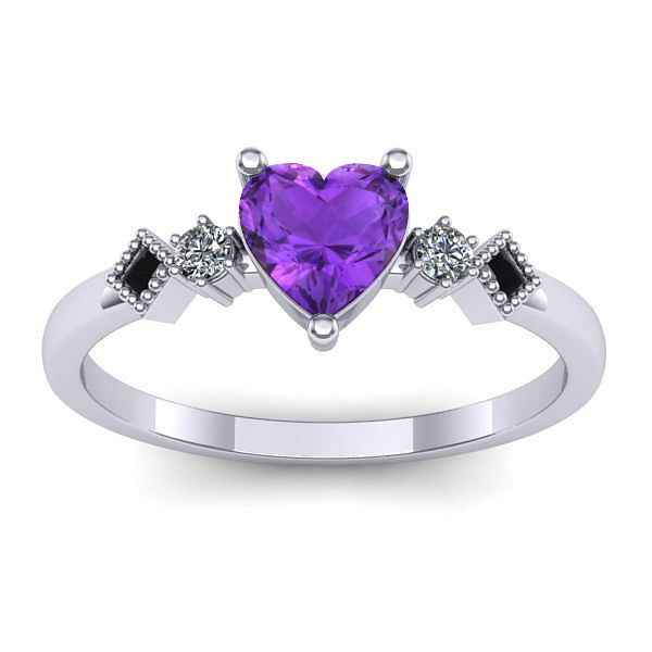 Inel cu ametist inima