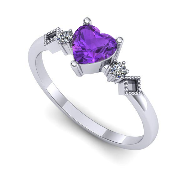 Inel logodna din aur alb cu ametist